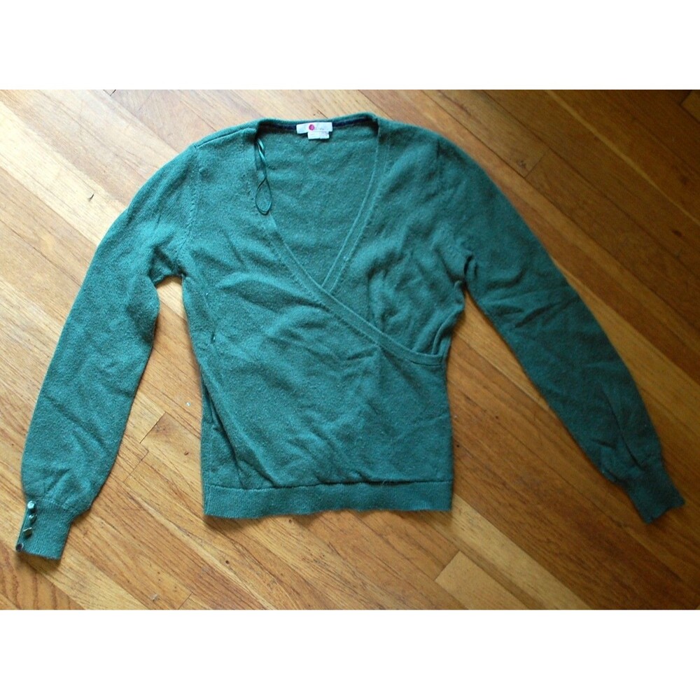 Boden Sweater Womens 6 Green Wrap Maddie Wool Alpaca Knit Button Cuff Jumper E18